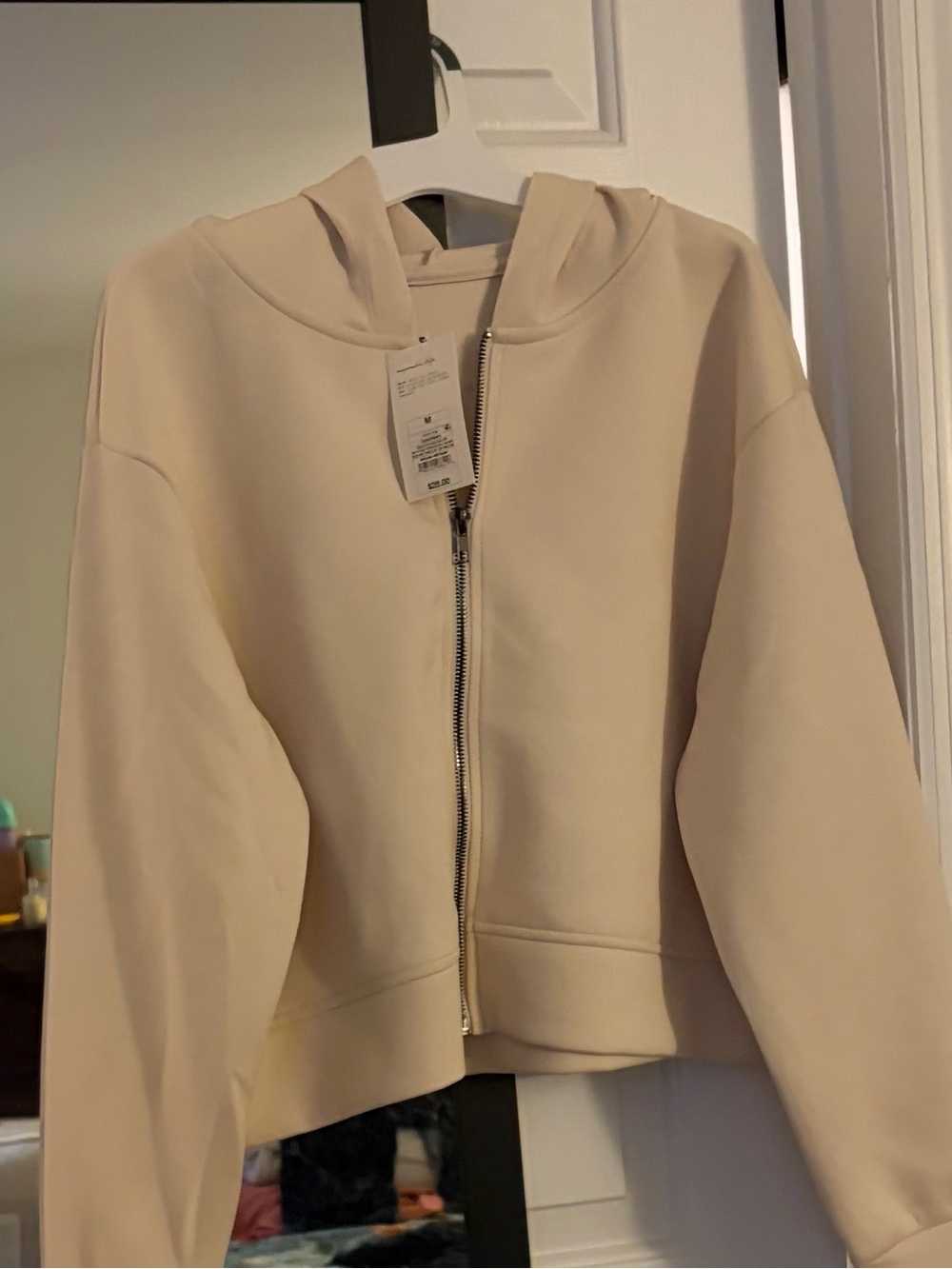 A New Day Target Cropped Zip Hoodie in Light Beige Medium M